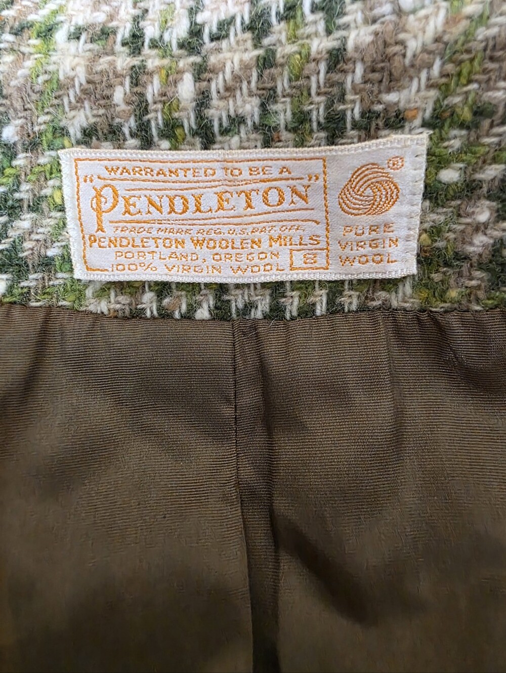 Pendelton Vintage 60's Women's Green Plaid 100% Wool 2-Piece Blazer Skirt Set 8 - Picture 11 of 11